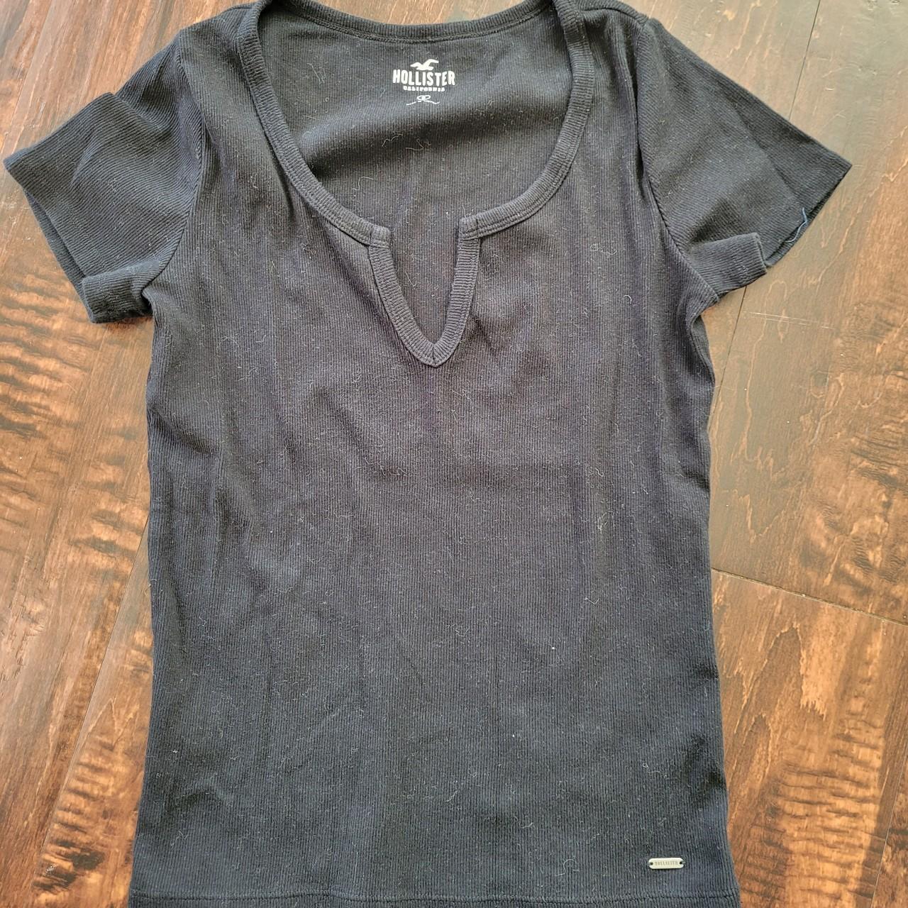 Hollister basic black t-shirt with slight v-neck... - Depop