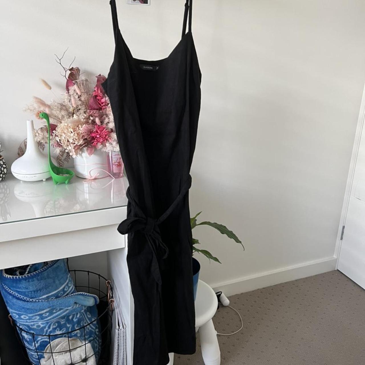 Black Glassons slip dress - perf condition with tie... - Depop