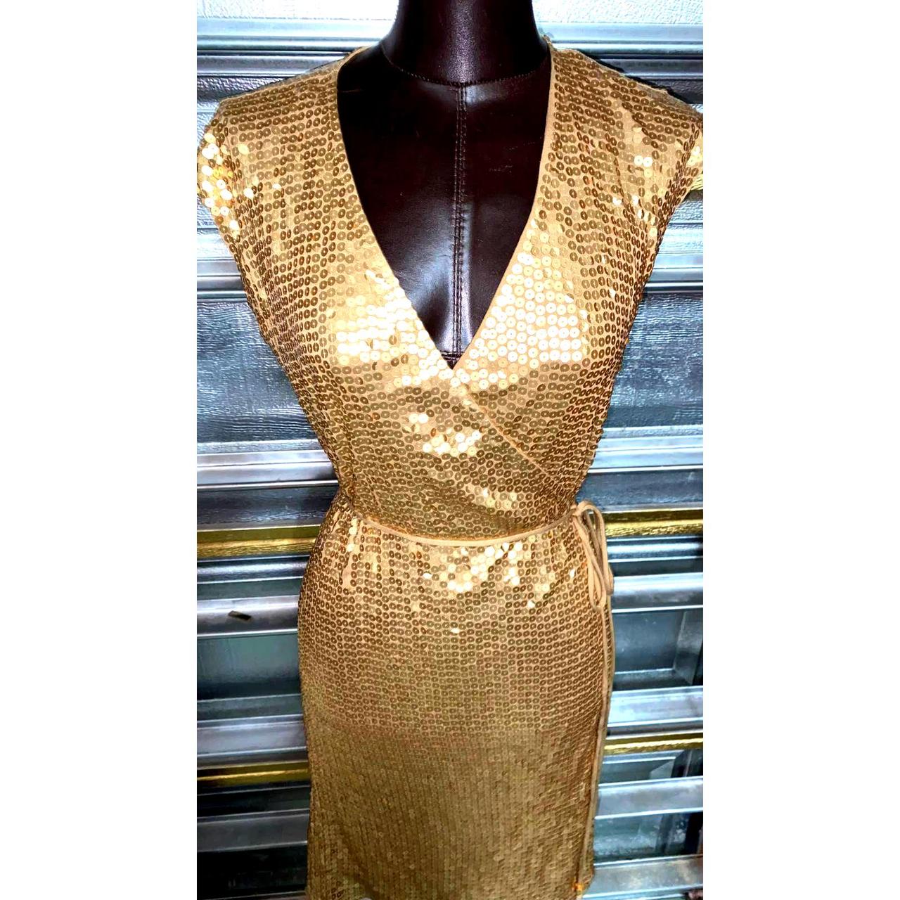 Sexy Michael Kors Gold Sequin Wrap Around Dress Size. Depop