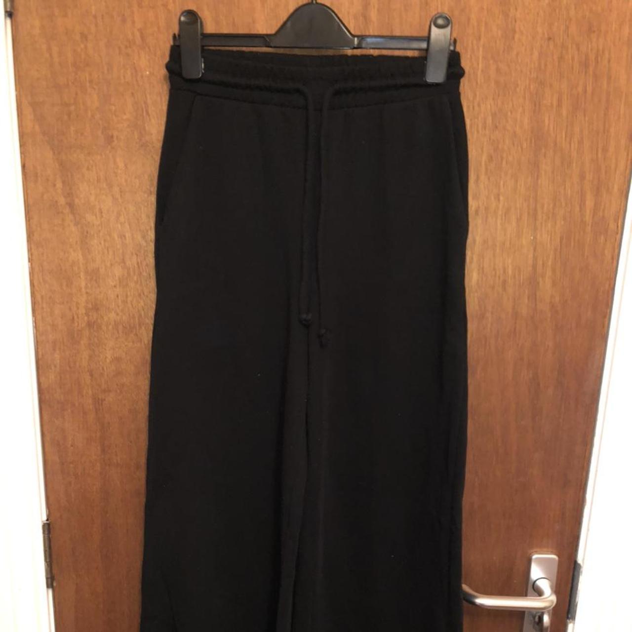 Zara black wide leg sweatpants Black wide leg sweat... - Depop