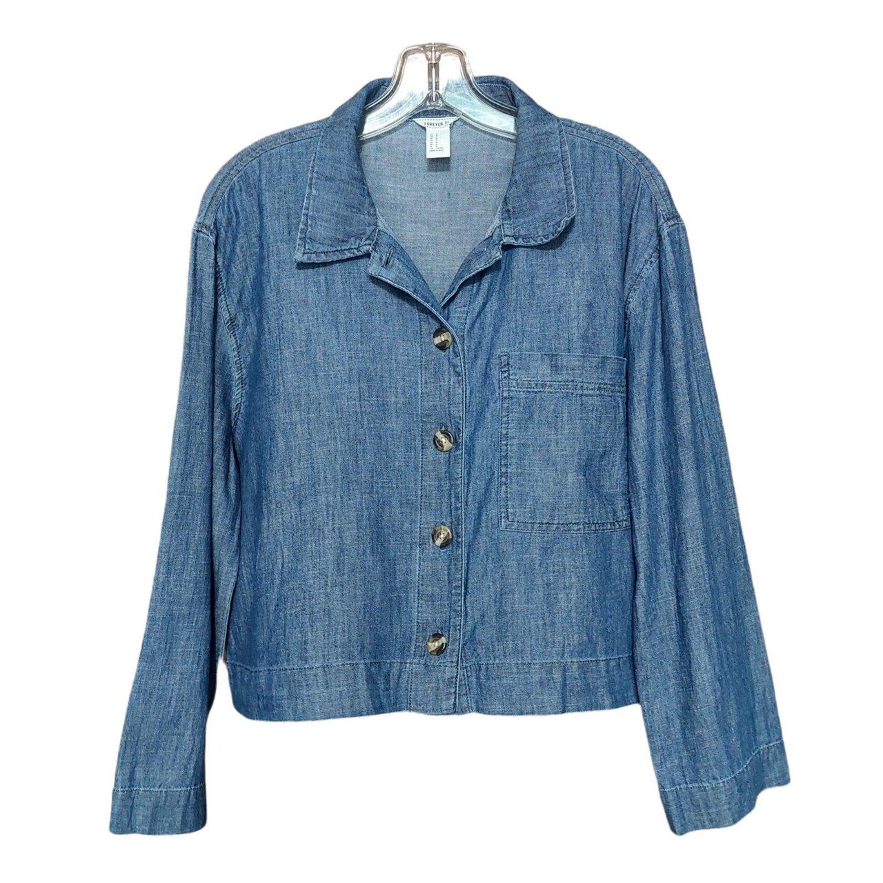 Forever 21 Chambray ButtonDown Jacket, Medium,... Depop