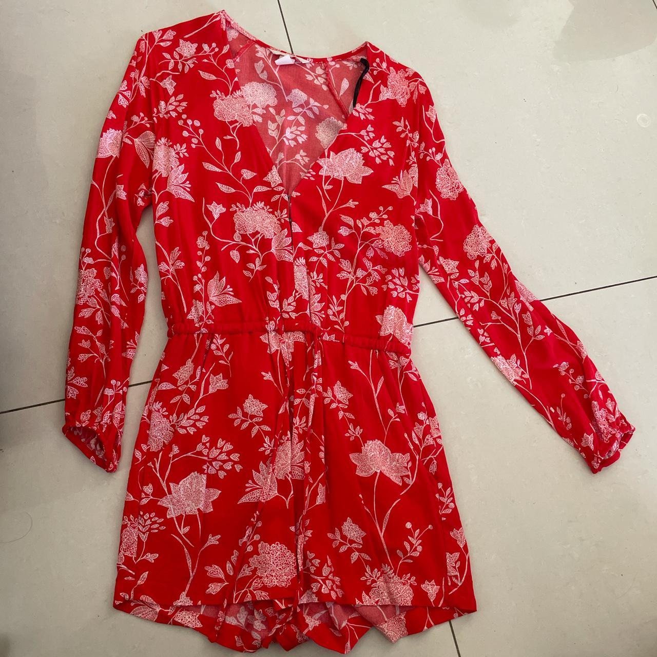 H&m red floral playsuit best sale