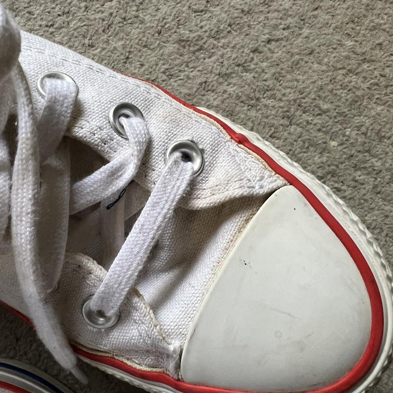 white converse high tops UK size 4 has a few yellow... Depop