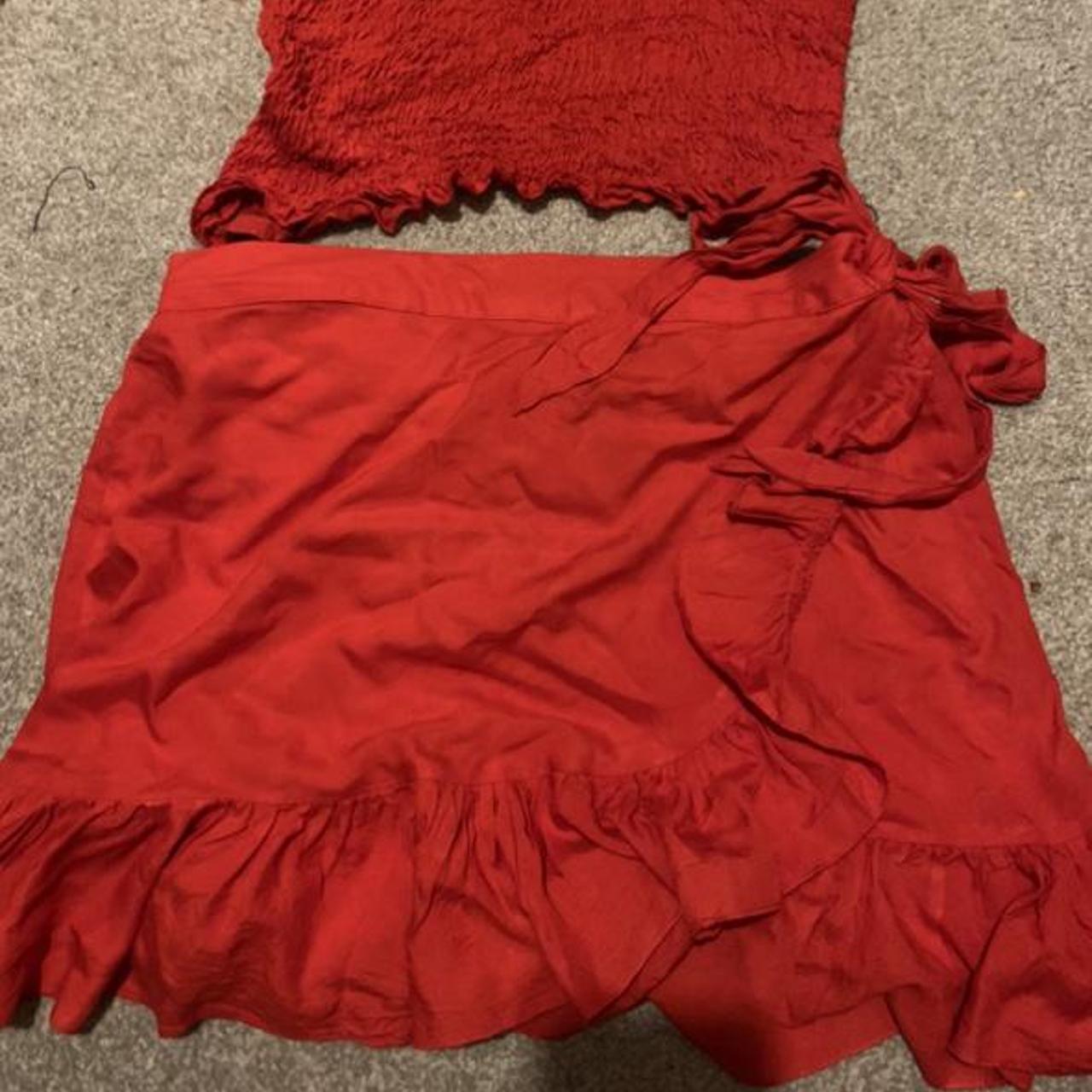 Secret Baazar red two-piece / co-ord top and skirt -... - Depop