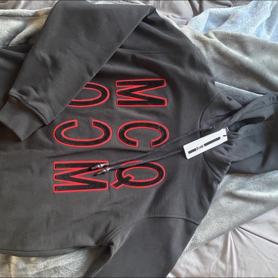 Mcq velvet best sale logo hoodie