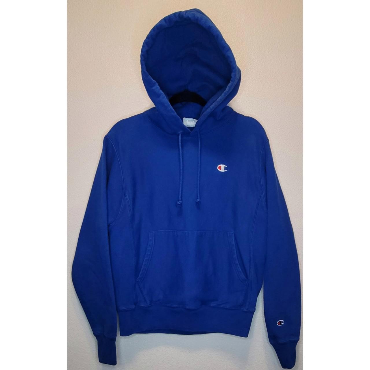 Vintage Champion Reverse Weave Hoodie Royal Blue . Depop