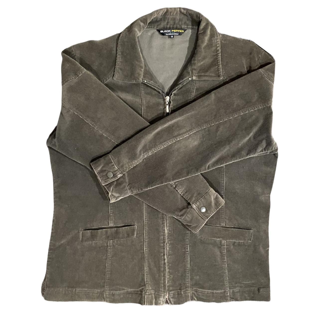 vintage sage olive green corduroy jacket coat with... - Depop