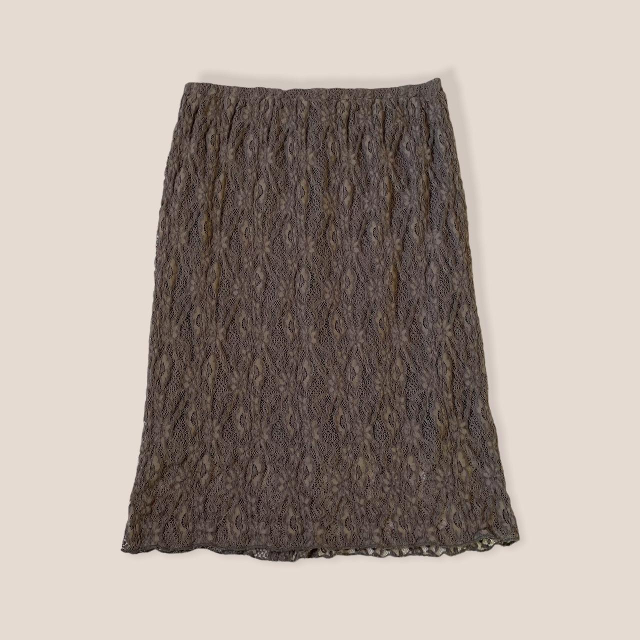 Crochet Midi Skirt - prettiest deep brown crochet... - Depop