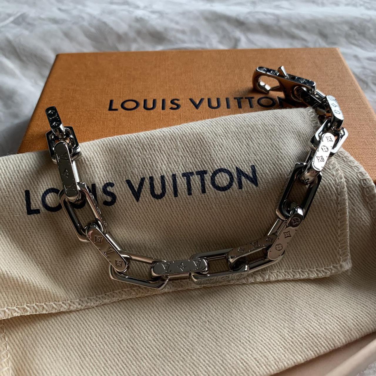 LOUIS VUITTON M00269 Monogram Chain Men's Bracelet w/Box Silver JAPAN  USED