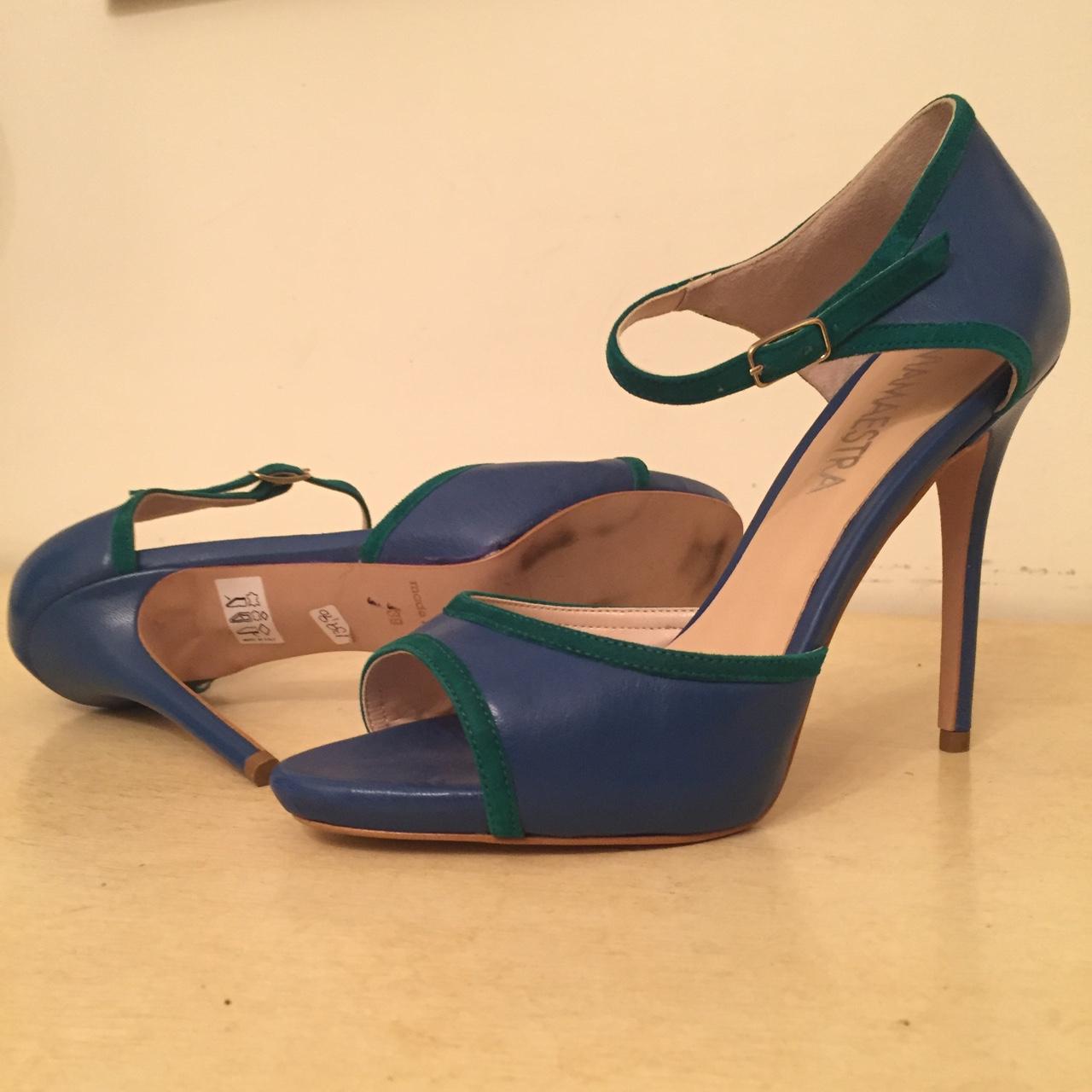 Sandalo leather and suede bluette e verde smeraldo... - Depop