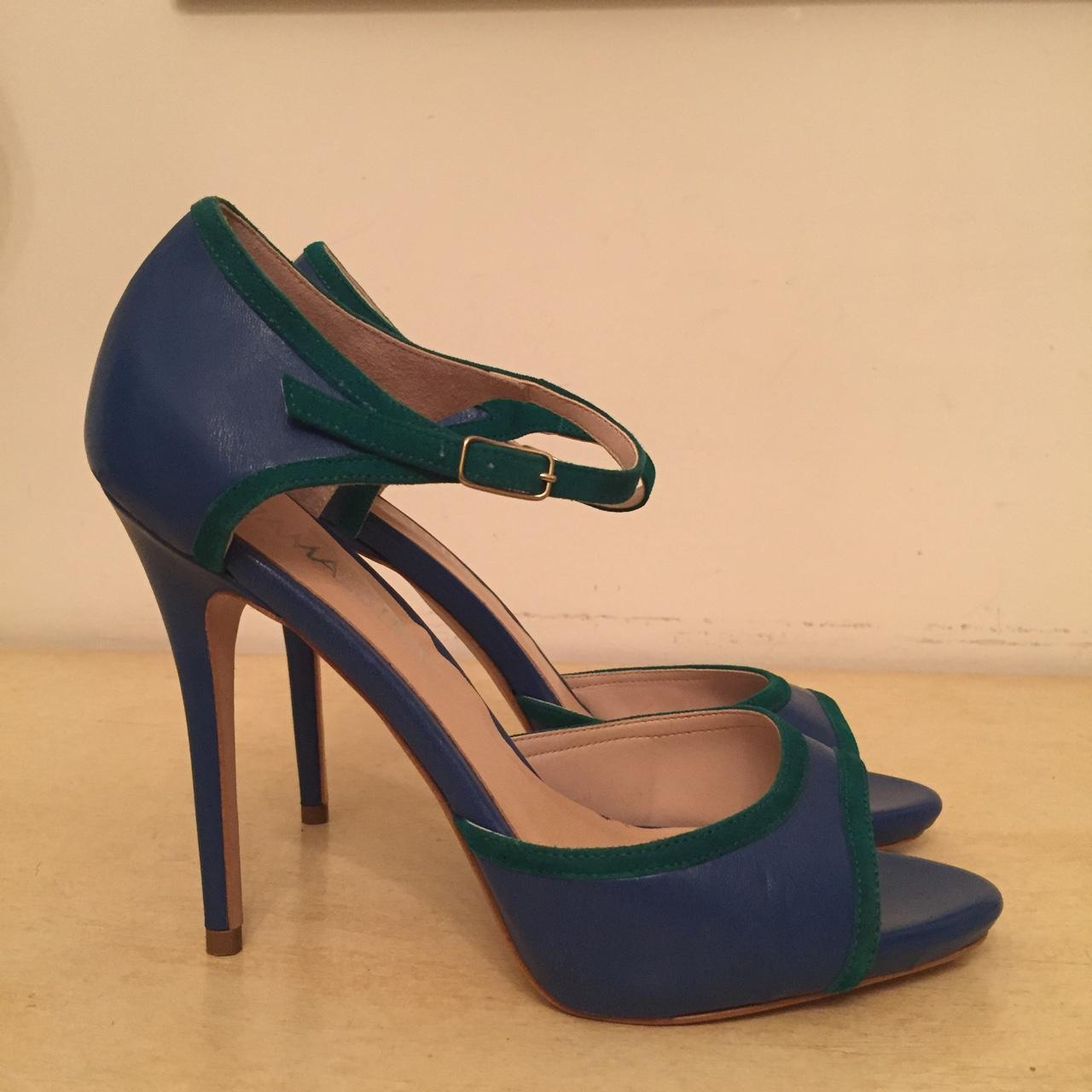 Sandalo leather and suede bluette e verde smeraldo... - Depop