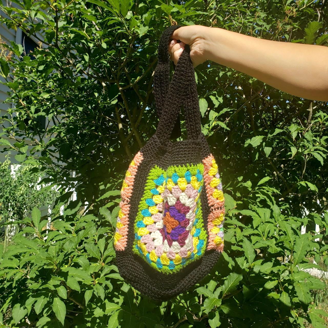 Colorful handmade (by me) crochet tote. Both sides - Depop