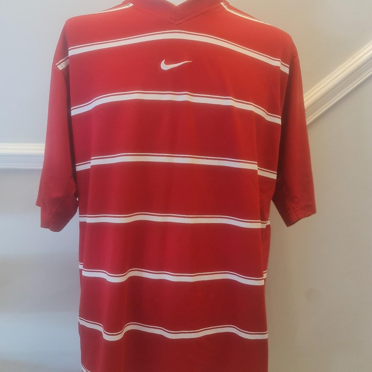 mens red and white nike shirt