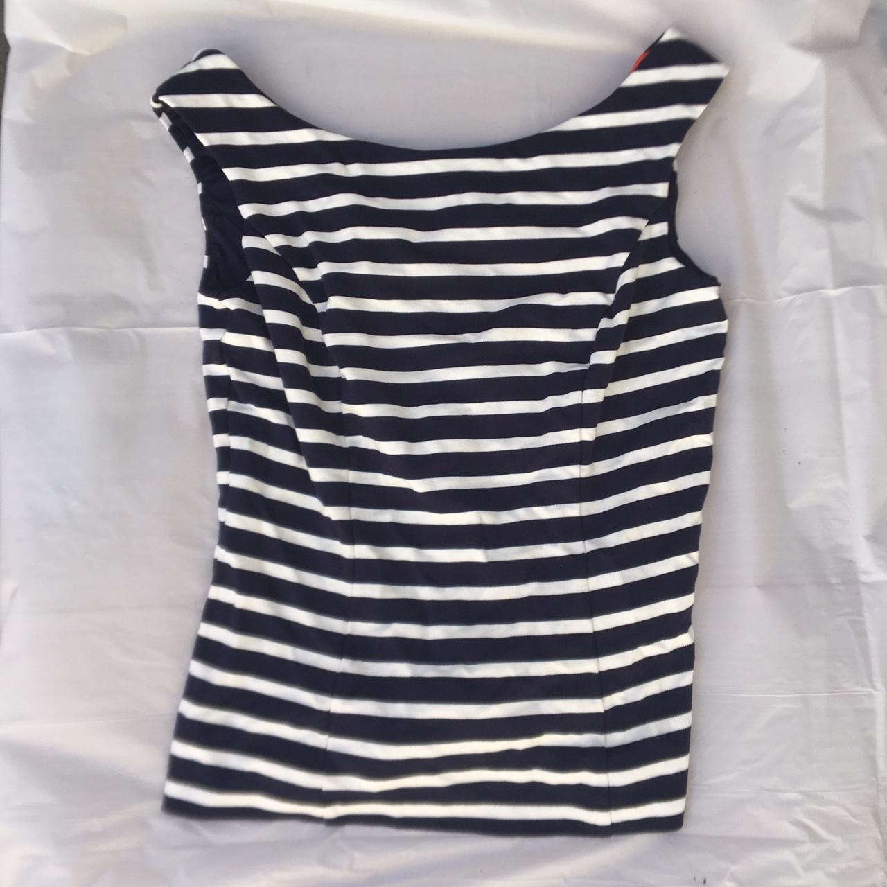 Boden black and white stripped nautical knit tank... - Depop