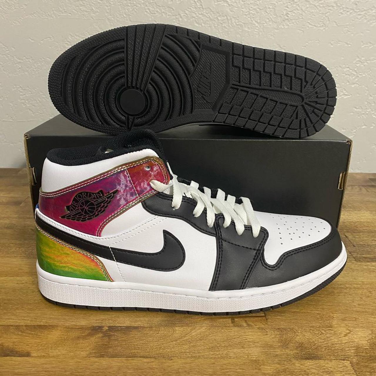 Nike Air Jordan 1 Mid Heat Reactive White Black... - Depop