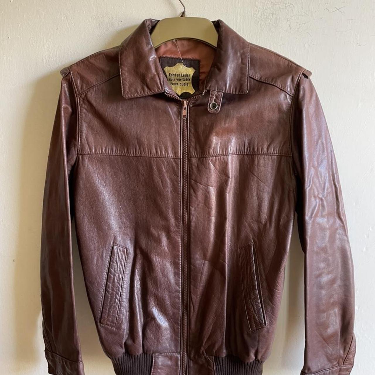 Original 70s leather bomber jacket. Fantastic piece... - Depop