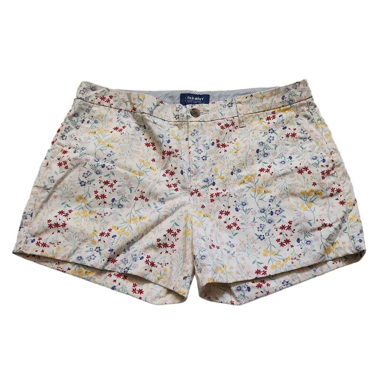 Flat front chino shorts in a floral print by Old... Depop