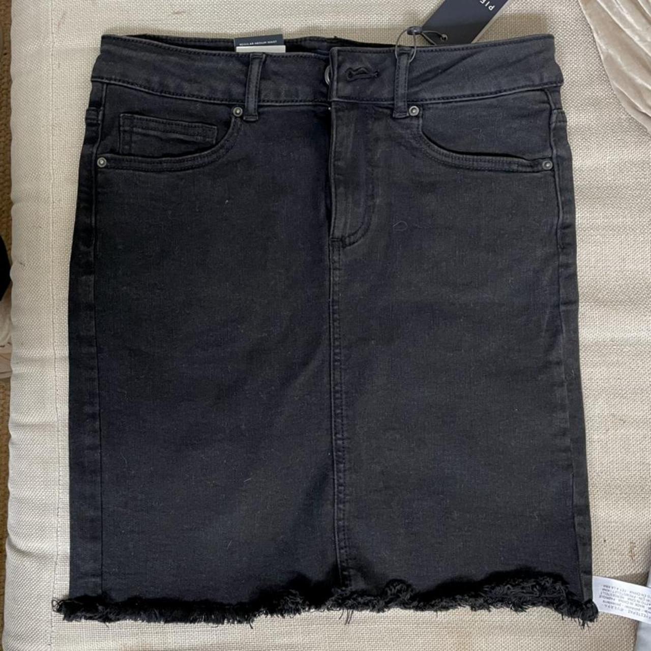 Pieces black denim mini skirt brand new with tags.... - Depop