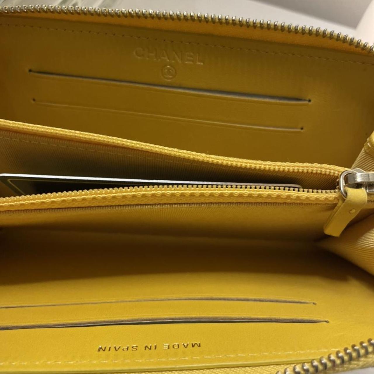 CHANEL Caviar Quilted Medium Zip Around Wallet Yellow 1300016