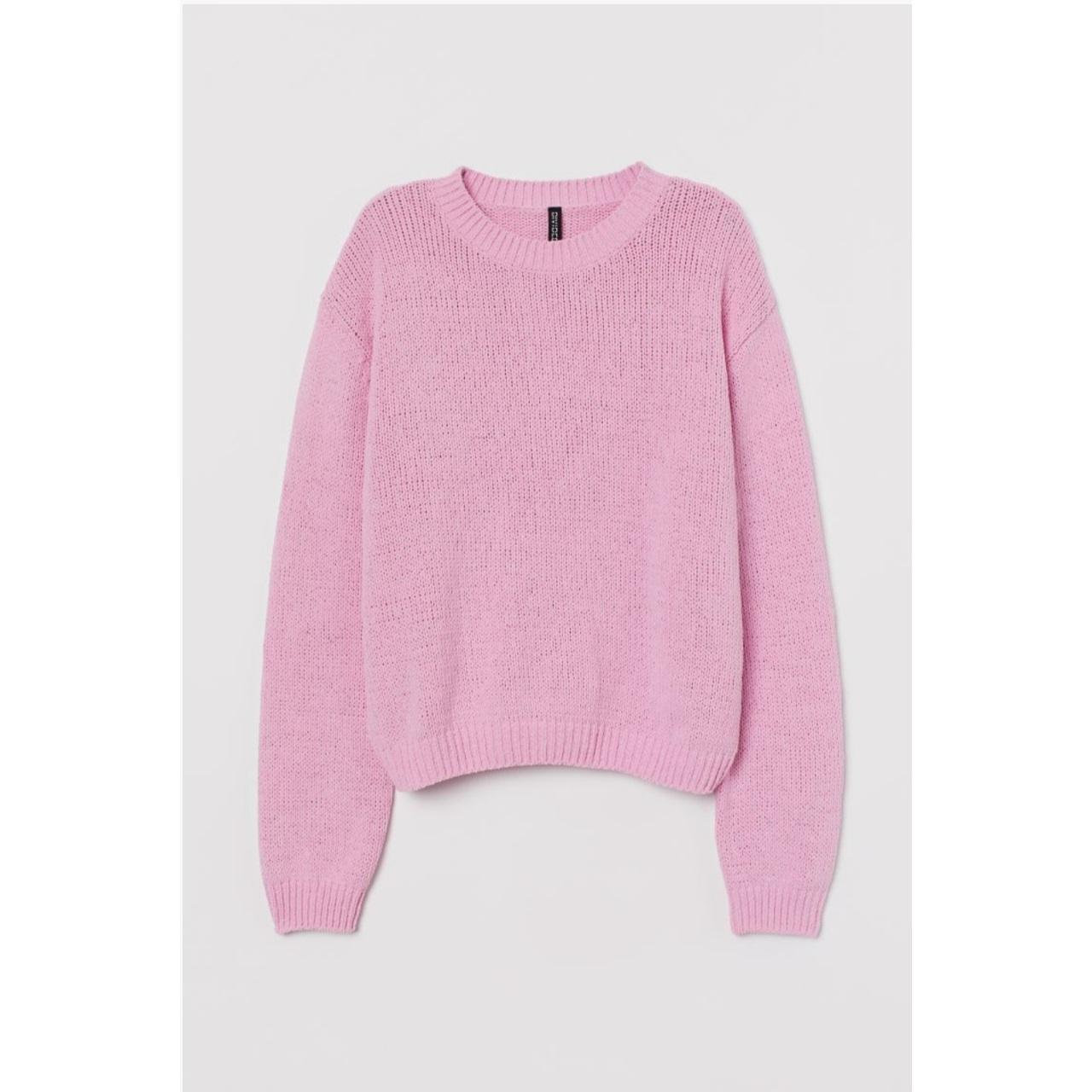 H&M Knitted Pink Jumper, made from soft velour yarn... Depop