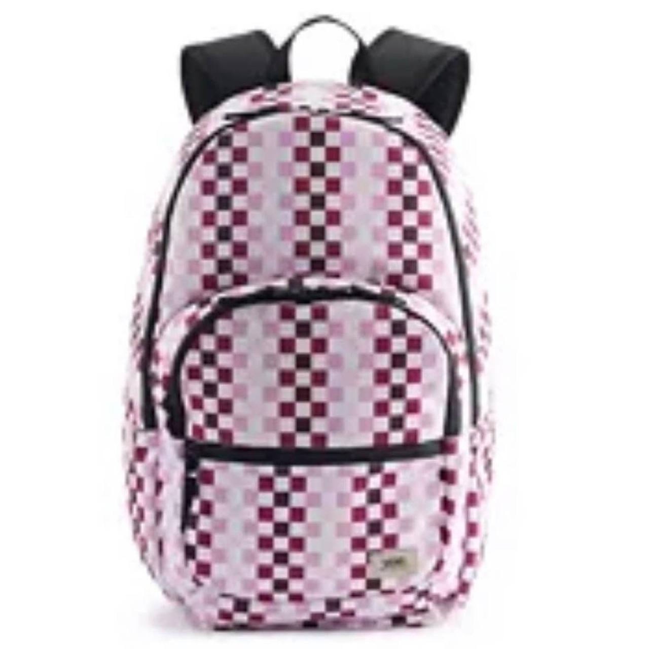 vans checkered backpack pink