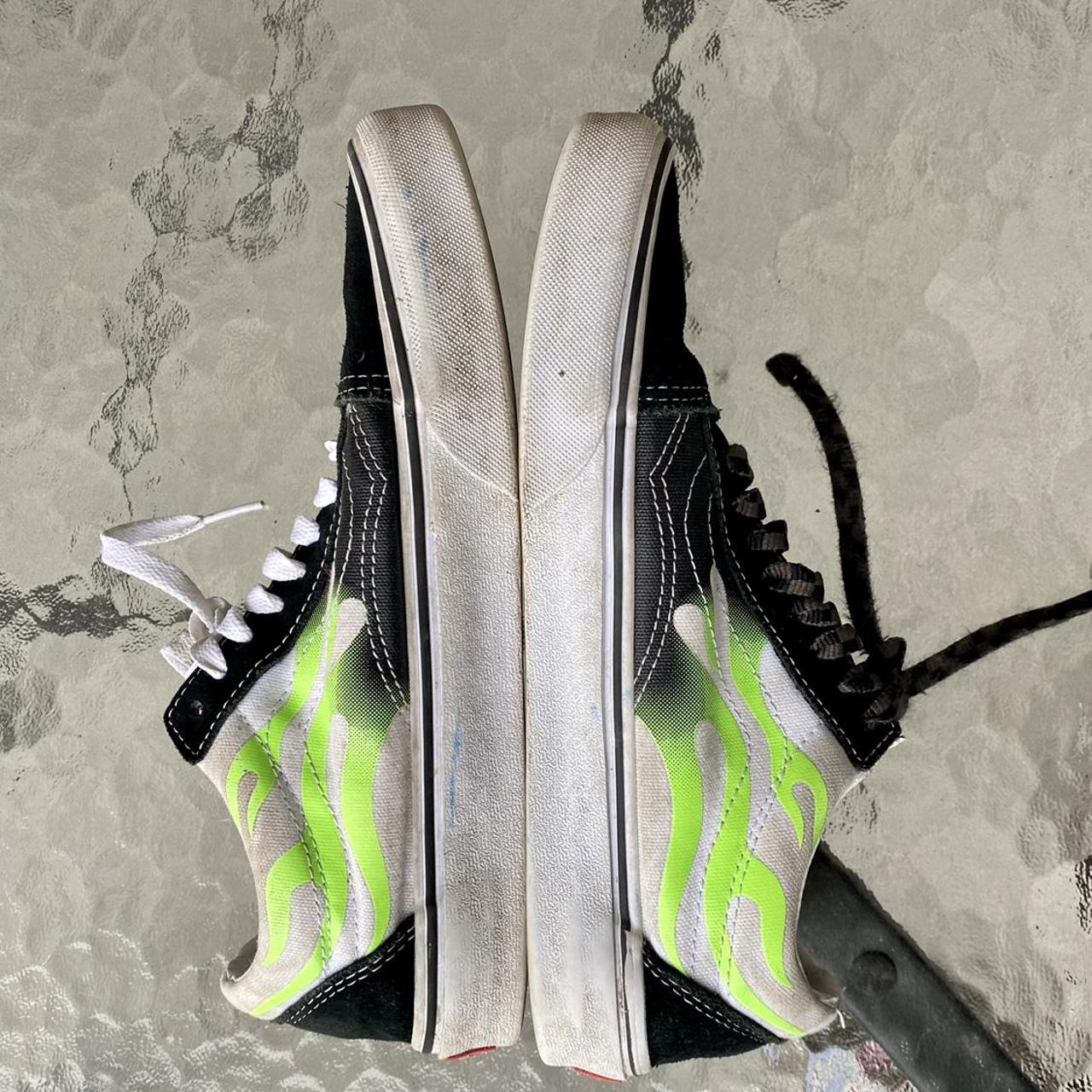 neon green flame vans