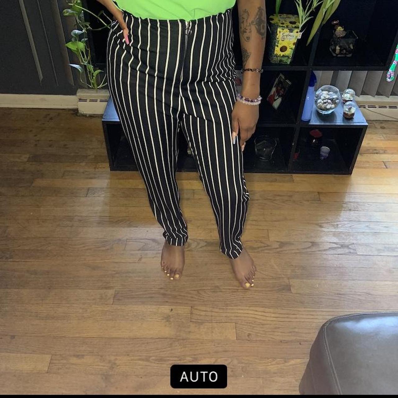 Strip black and White overalls very comfy with a... - Depop