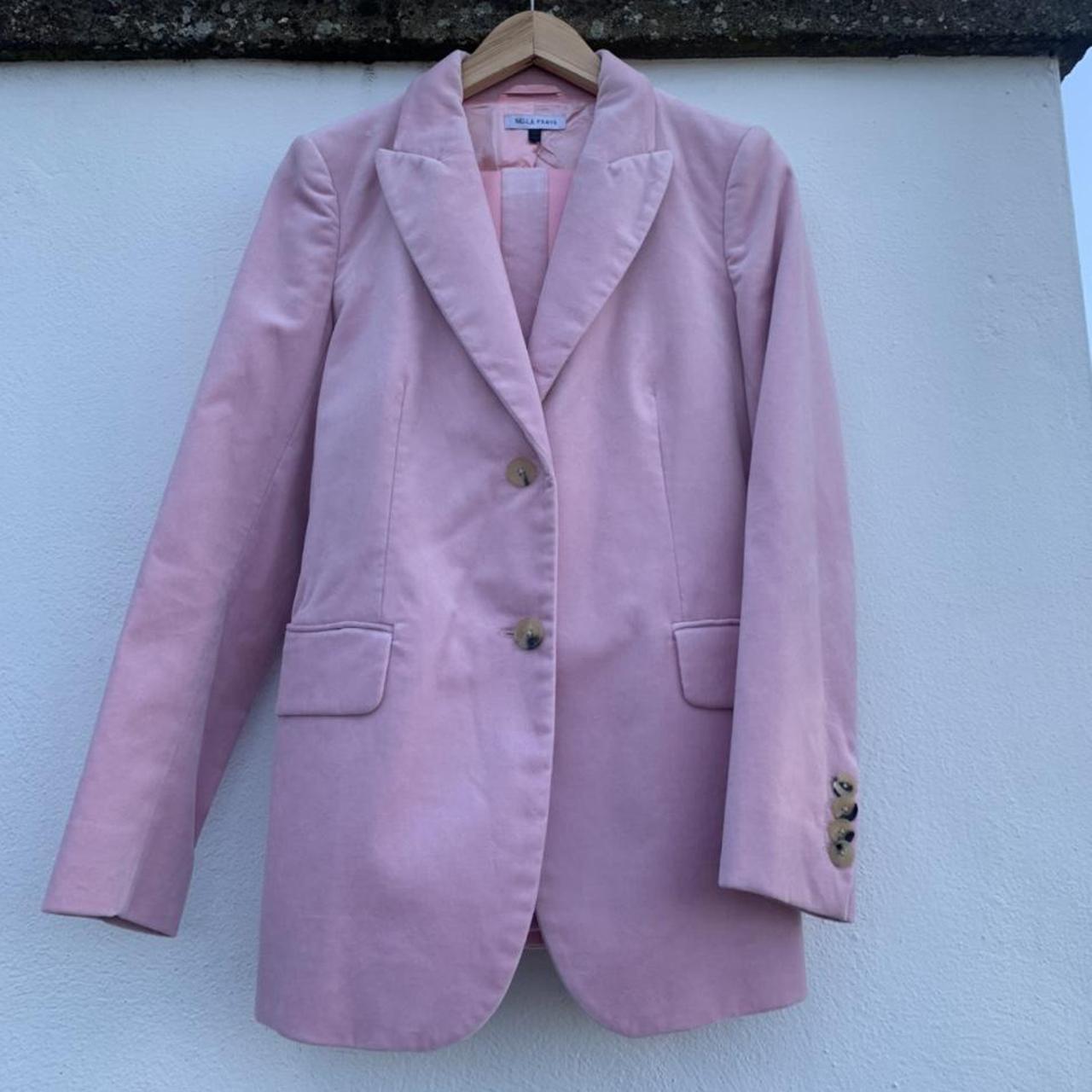 BELLA FREUD pink velvet suit Jacket size 8 Trousers