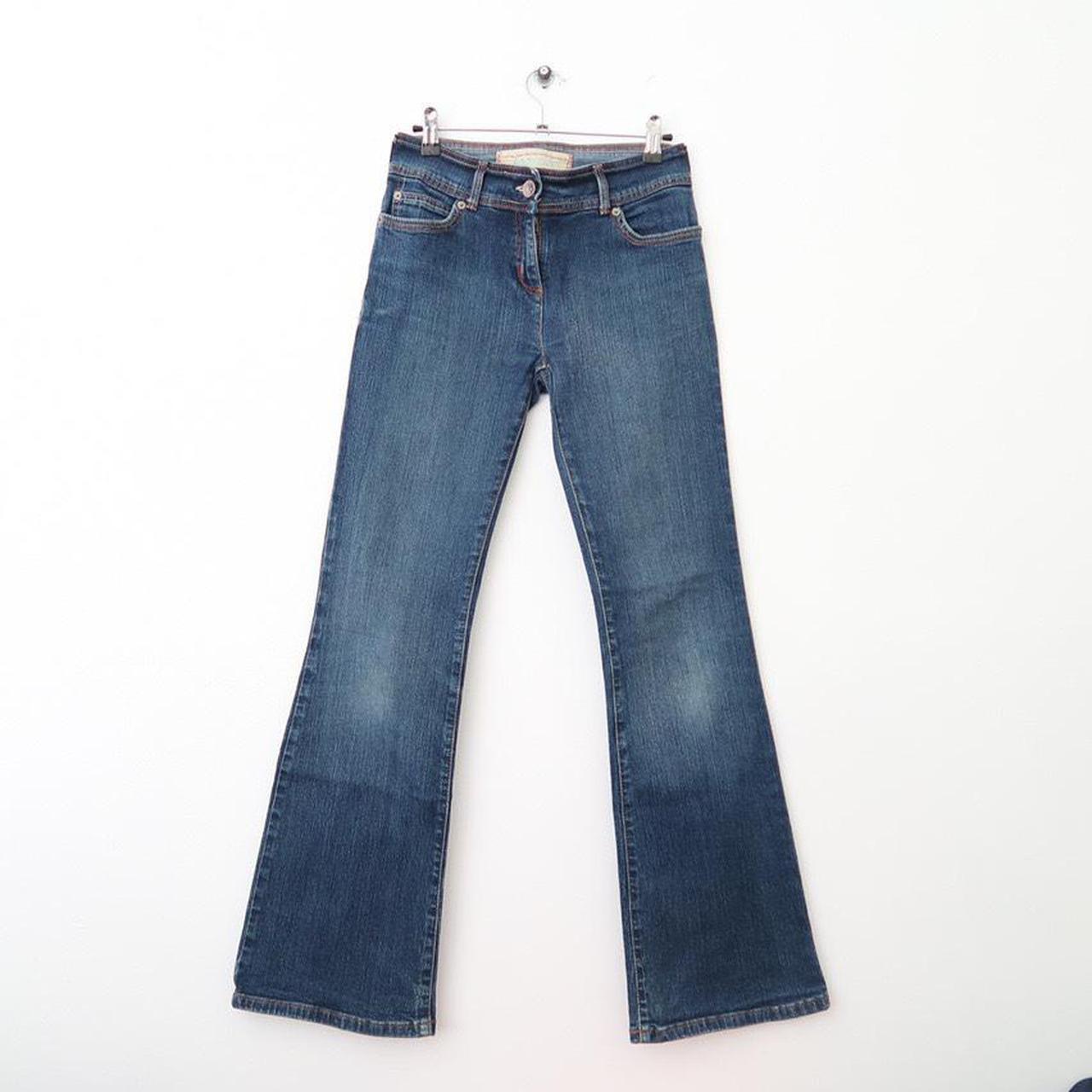 Cute y2k bootcut flared leg jeans with contrast... - Depop