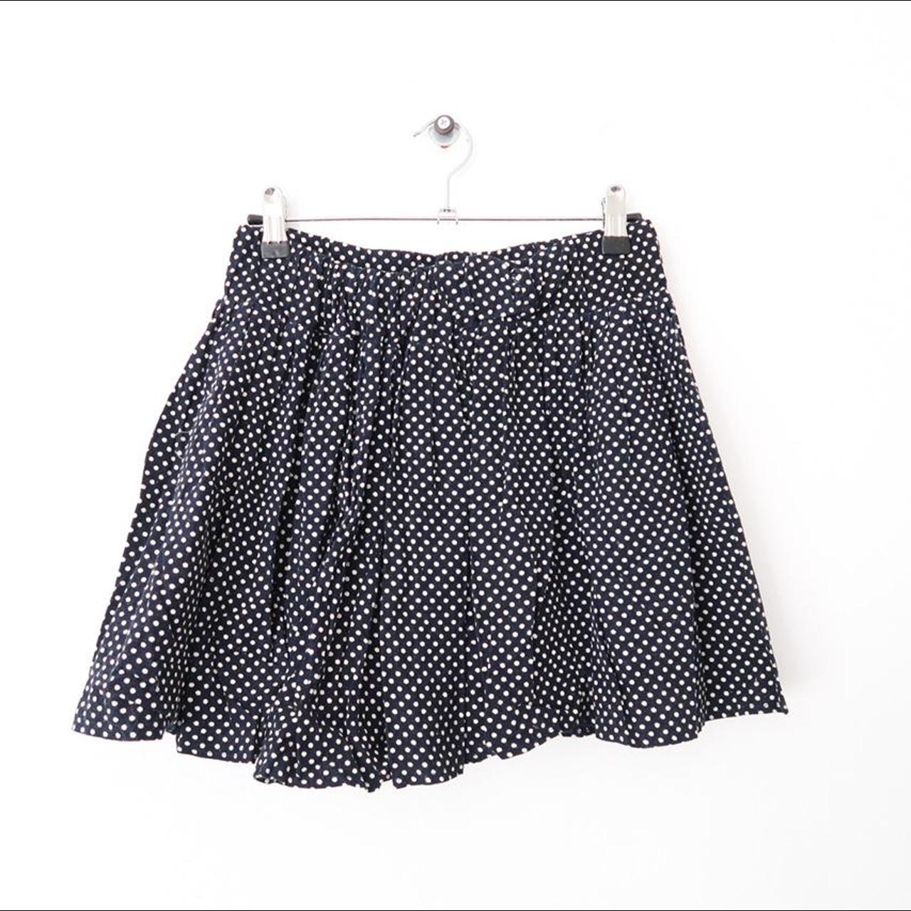 Polka dot mini corduroy skirt. Pleated with... - Depop