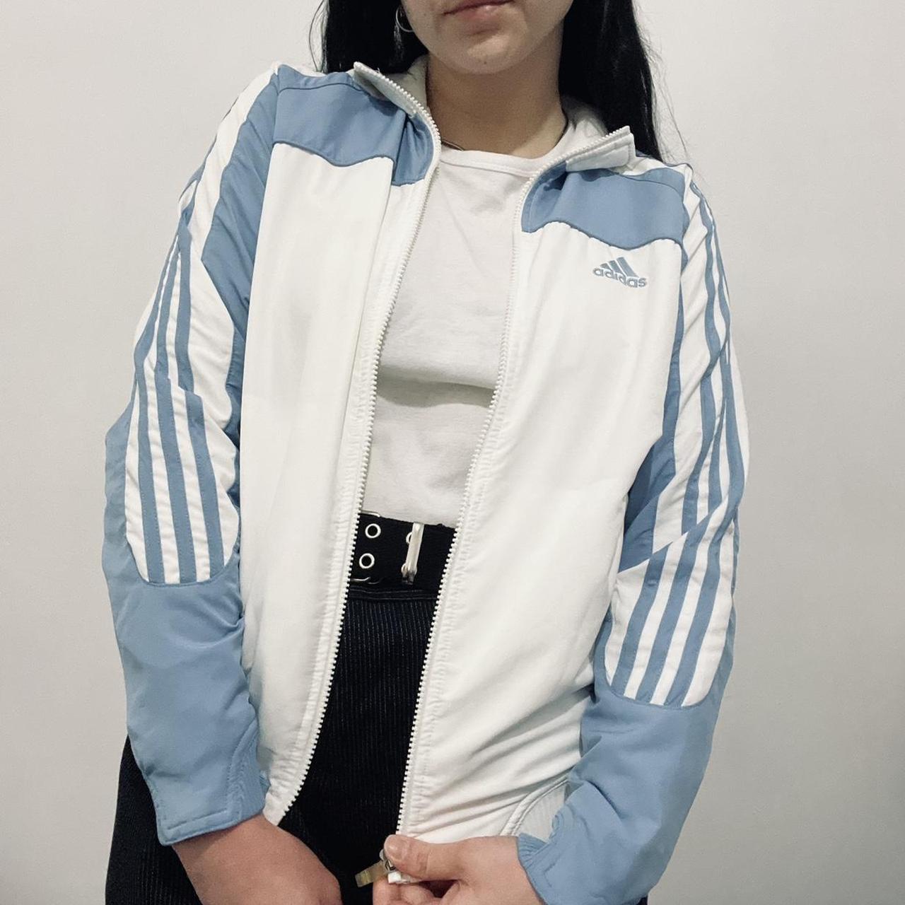 Cute y2k adidas tracksuit jacket in blue and white... - Depop