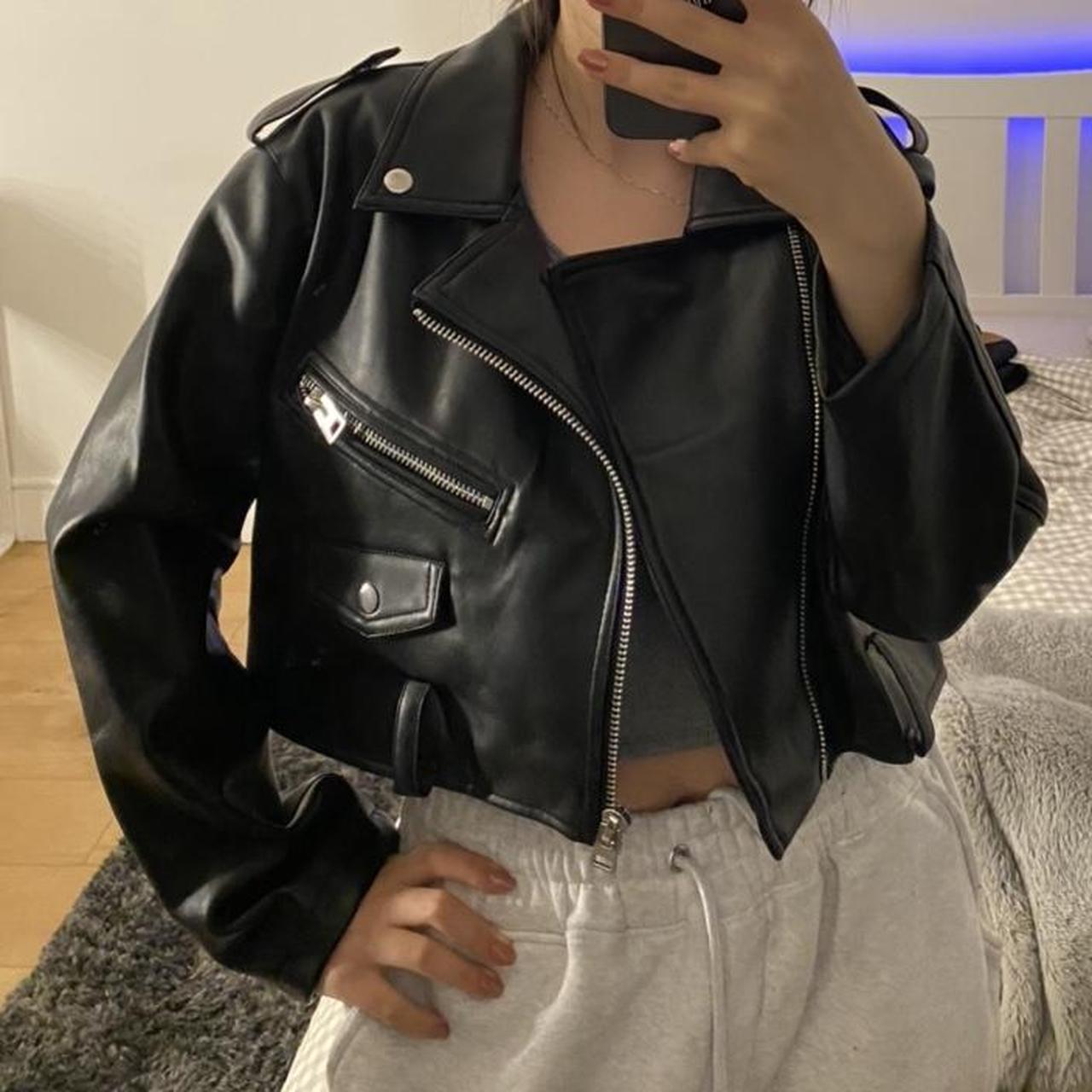 Brand new oversized cropped leather jacket from... - Depop