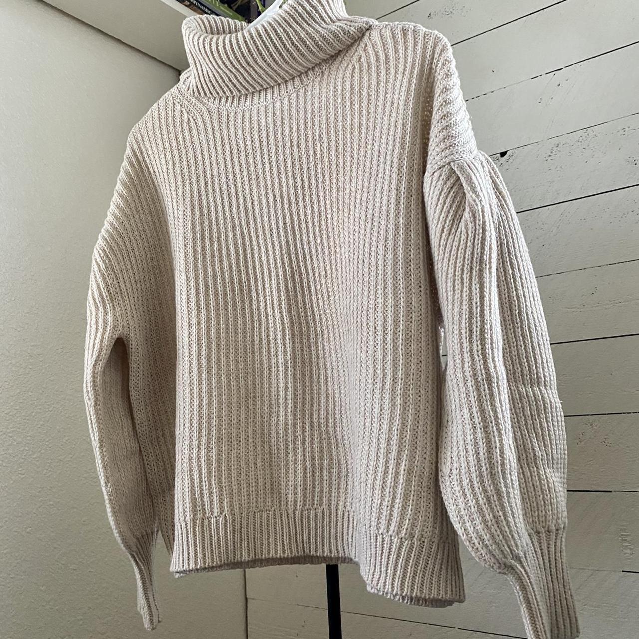 Product Image 1 - Cream wool turtleneck pleat sweater