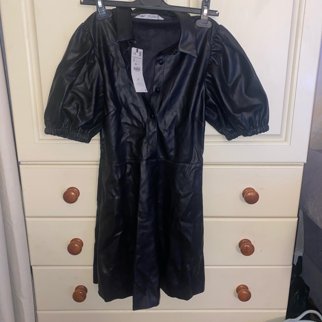 zara-faux-leather-puff-sleeve-dress-zara-size-small-depop