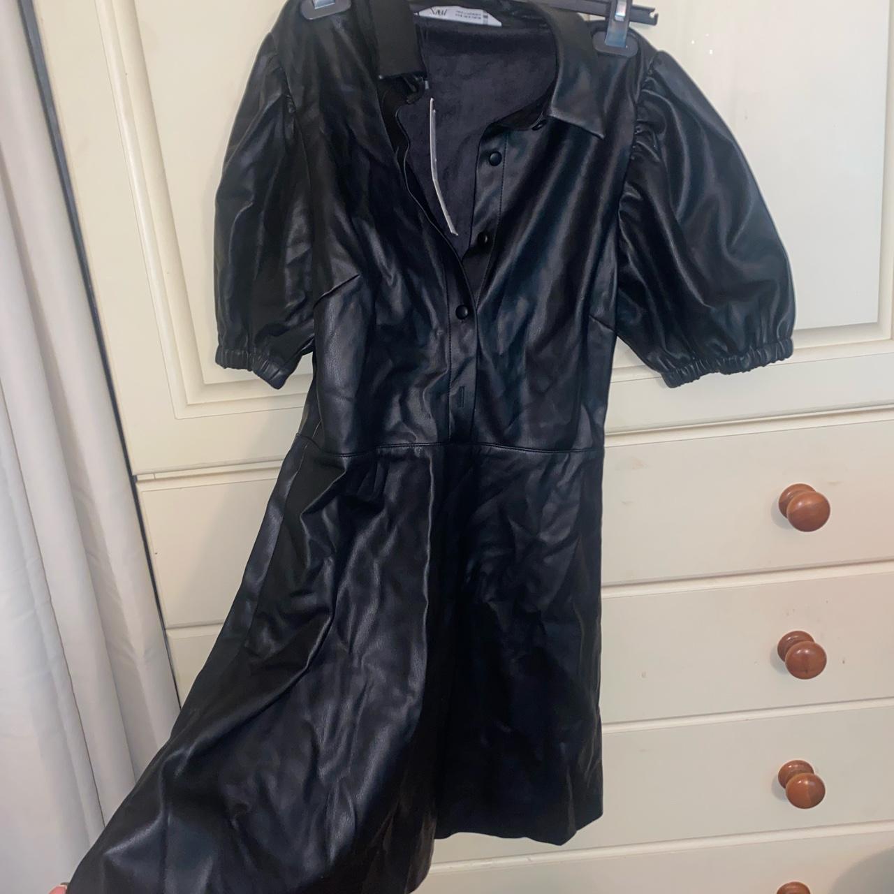zara-faux-leather-puff-sleeve-dress-zara-size-small-depop