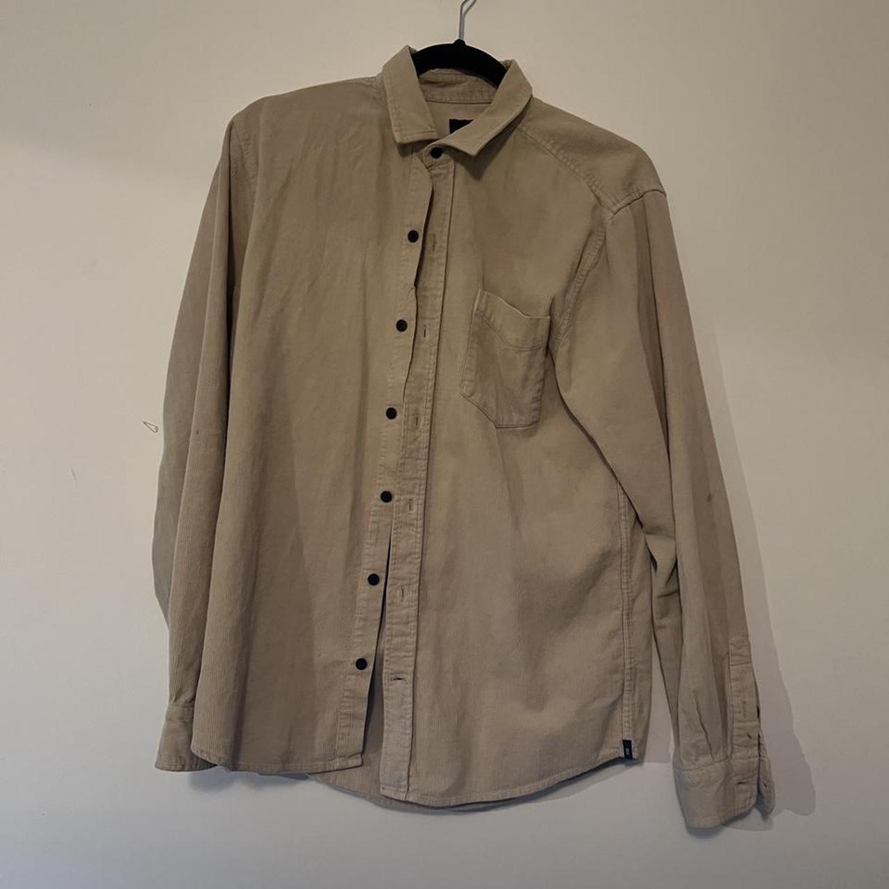 Vintage beige corduroy button up shirt #corduroy... - Depop