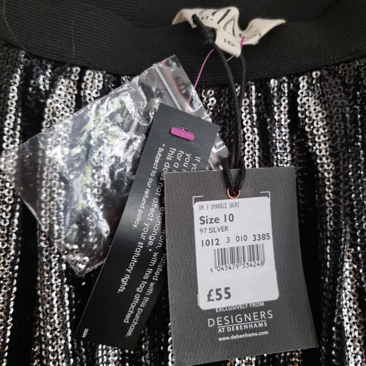 Debenhams Women's Black and Silver Skirt Depop