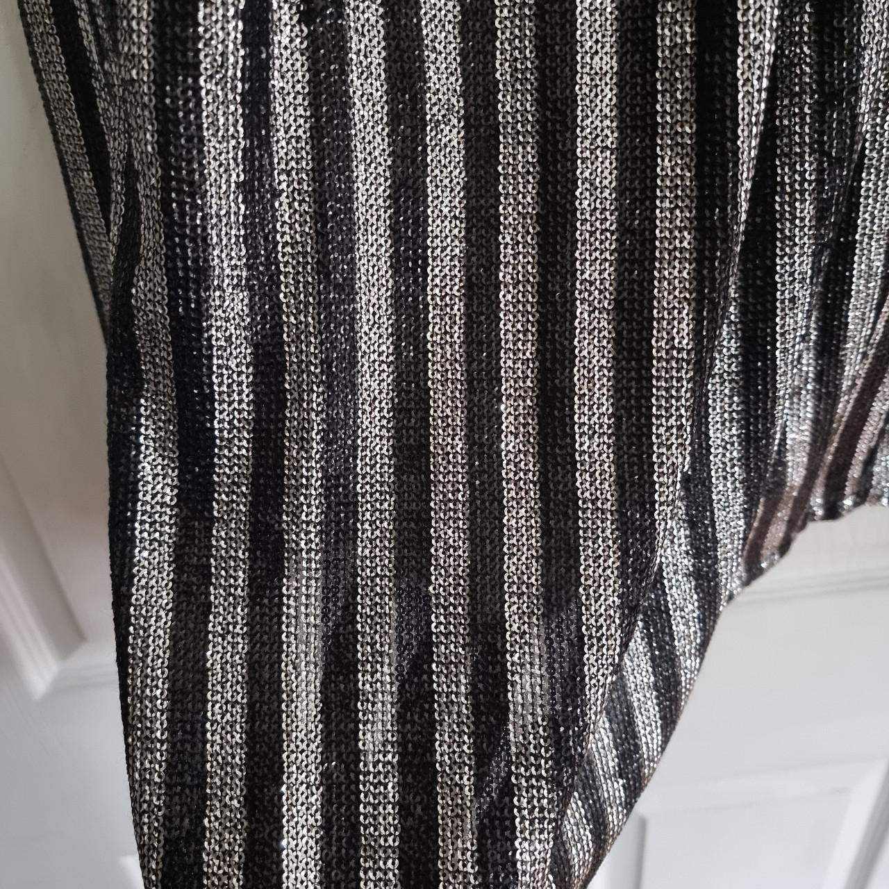 Debenhams Women's Black and Silver Skirt Depop
