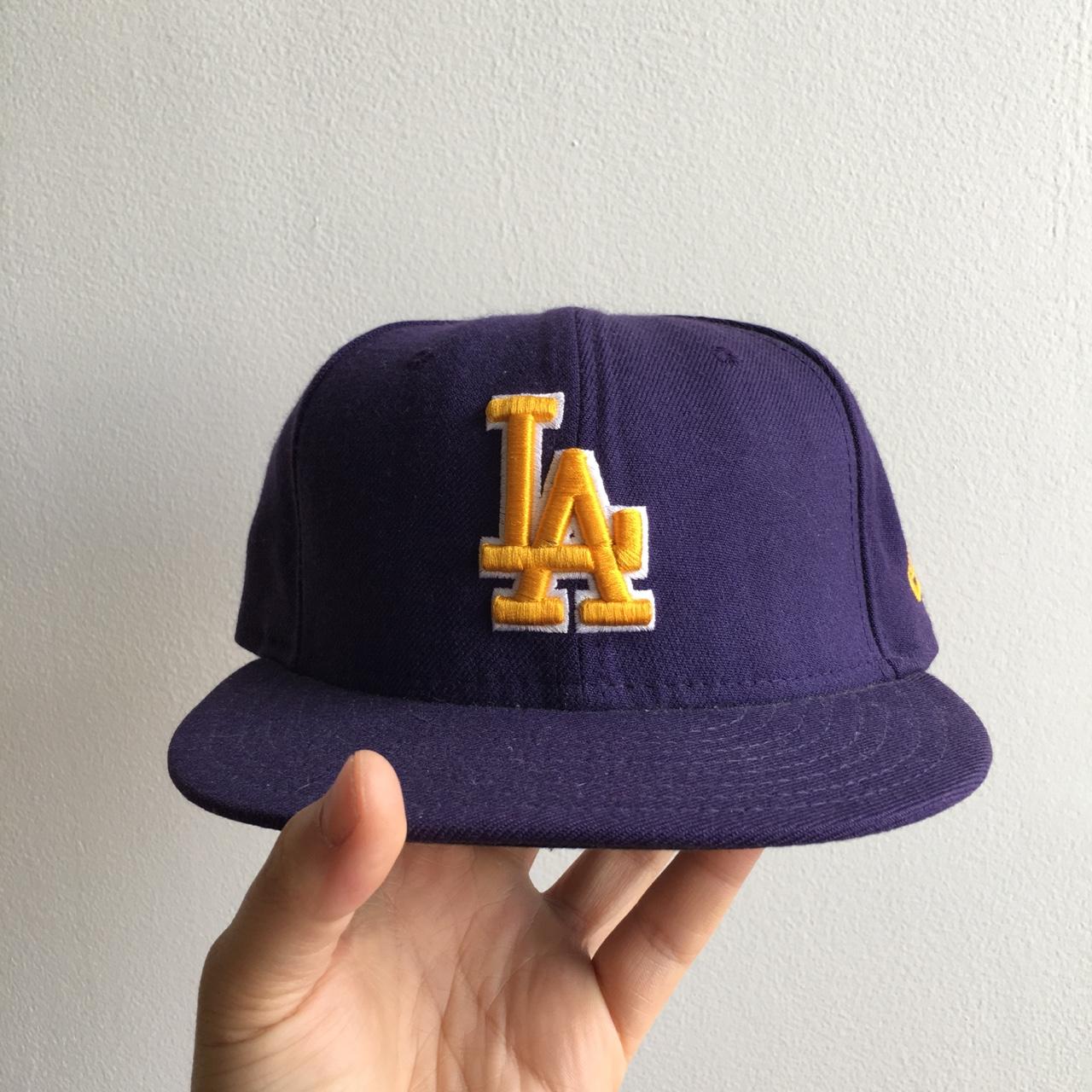 dodgers hat in lakers colorway. very rare. size 7 - Depop