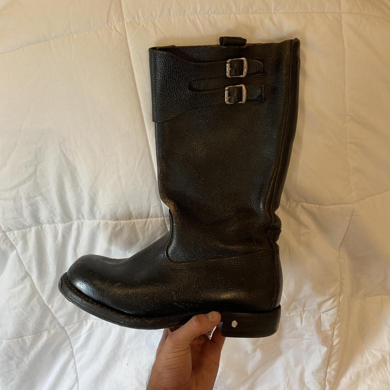 cool real leather sturdy buckle boots... - Depop