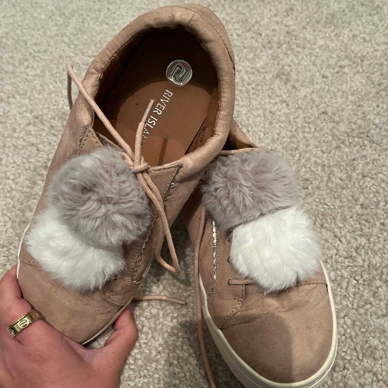 River Island Women's Pink and Grey Trainers Depop
