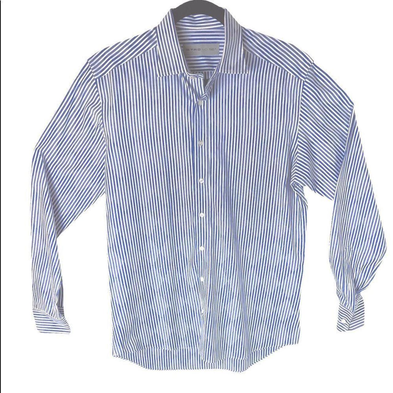 Etro Men's Blue and White Shirt | Depop