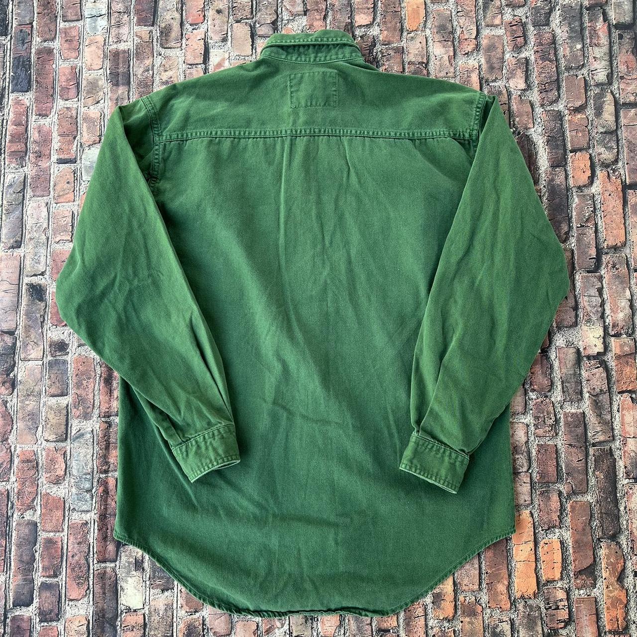 Vintage 90s Levi’s Green Denim Button Shirt Long... - Depop