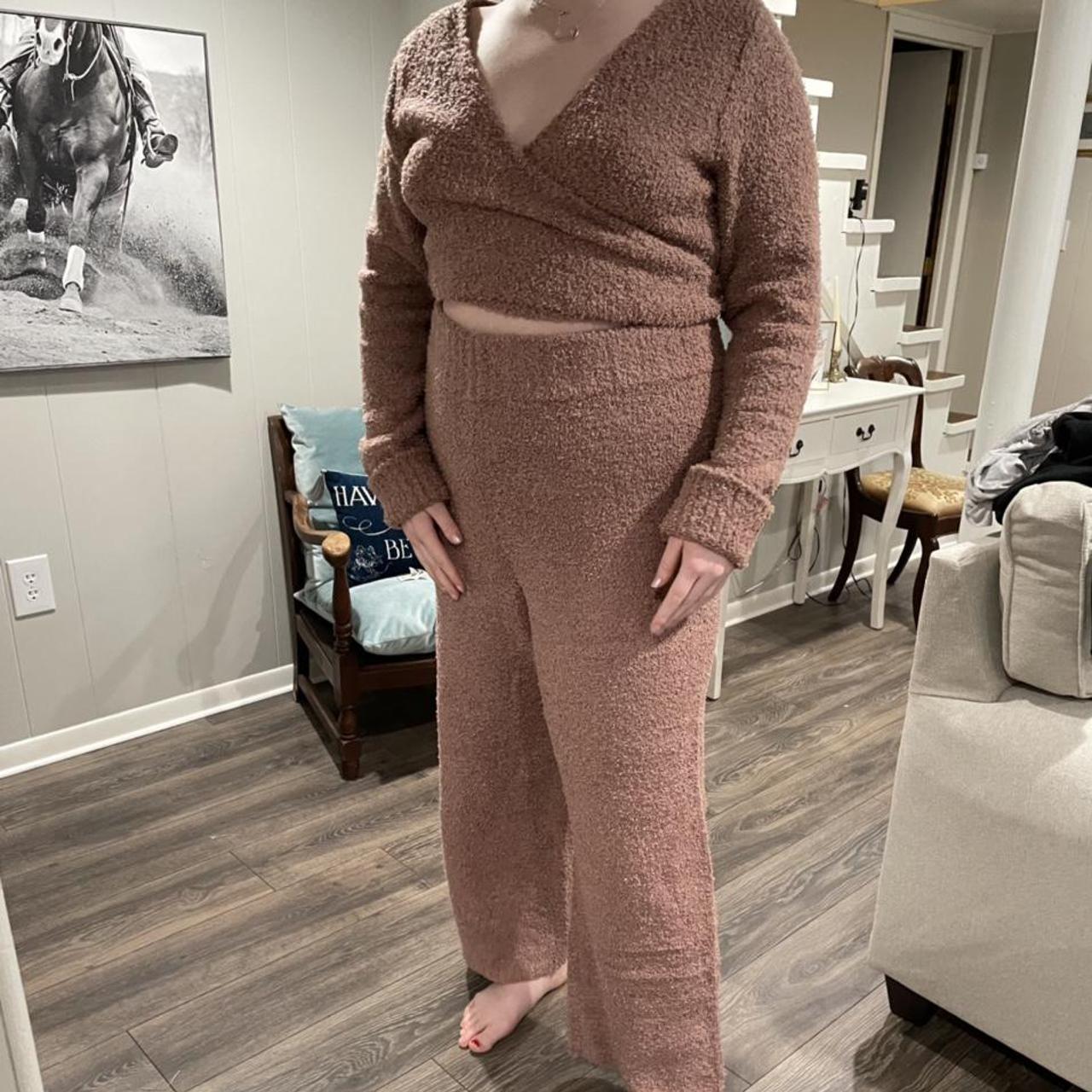 SKIMS cozy knit wrap top + lounge pants in color - Depop