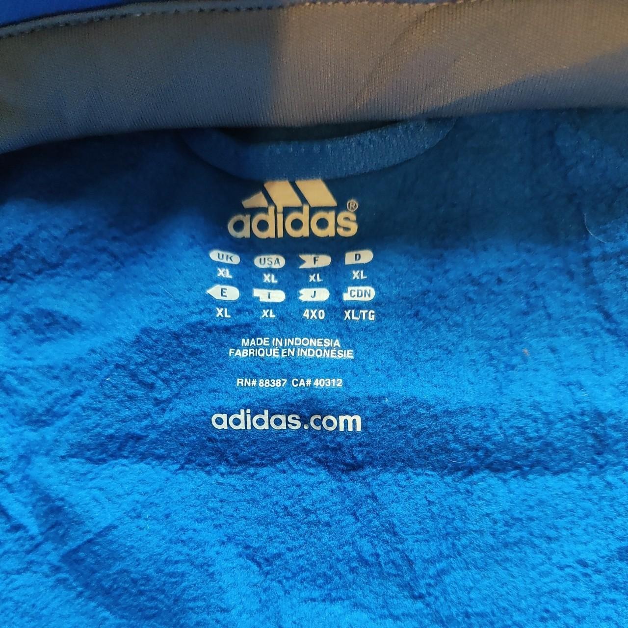 Adidas Blue Tracksuit Top Hooded Size Extra... - Depop