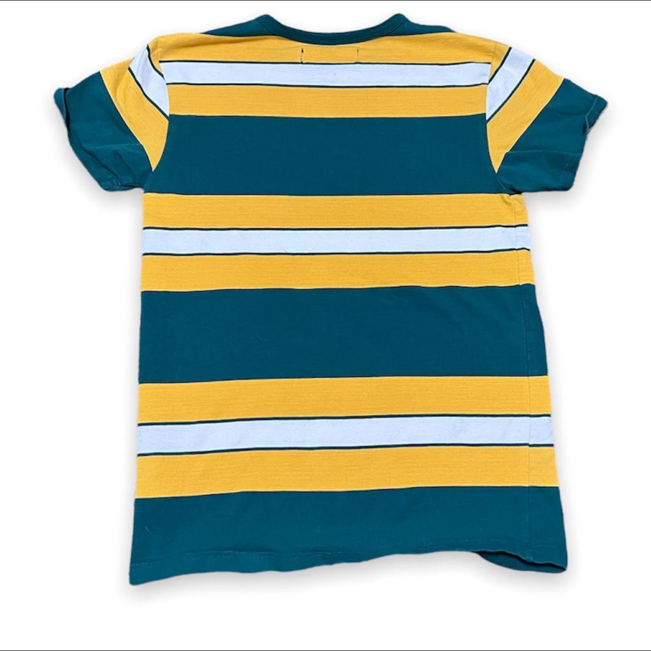 Civil Regime Green Yellow Striped Shirt Preowned... Depop