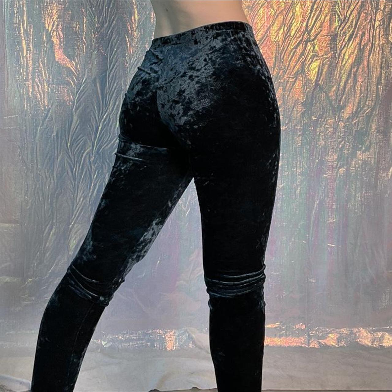 Women’s Crushed Velvet Leggings (Black, Medium)