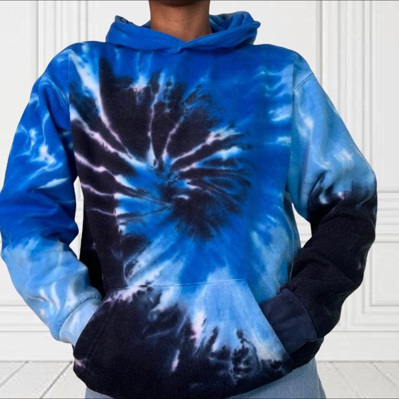 Shades of blue tie dye hoddie Visualizer dye tie... - Depop