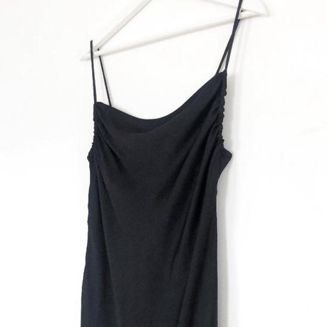 Zara black satin slip dress with cowl neck, low... - Depop