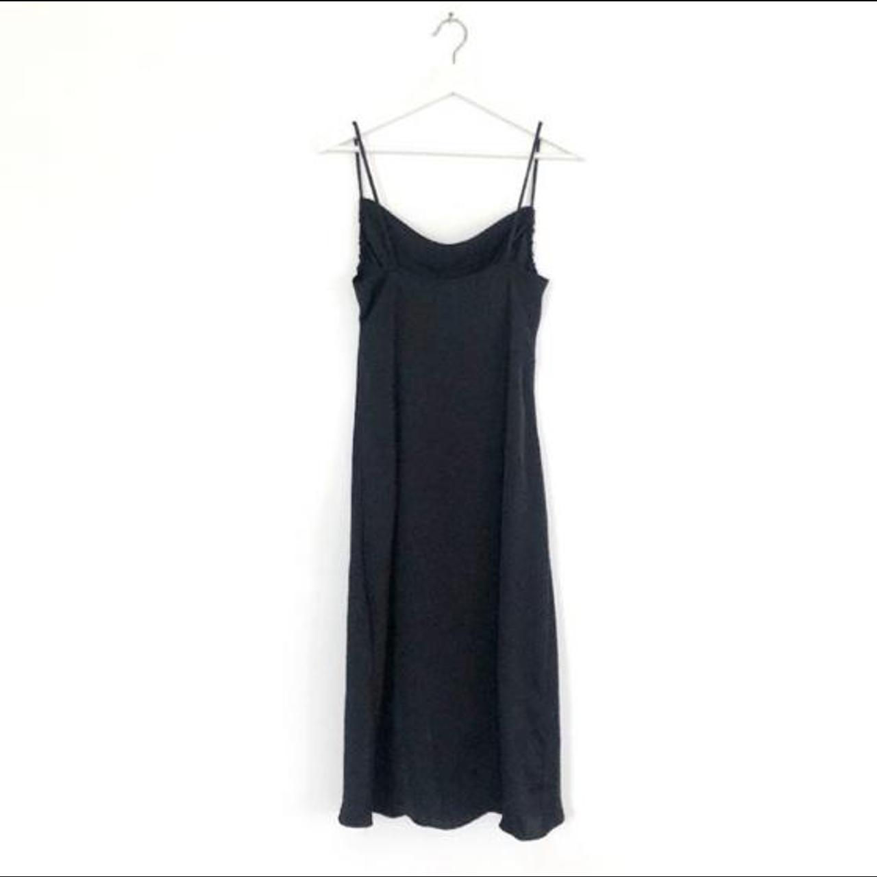 Zara black satin slip dress with cowl neck, low... - Depop